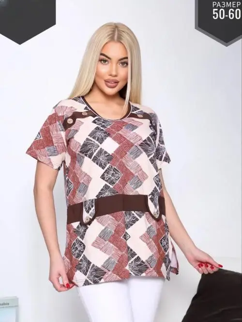 Футболка дачная женская с принтом (р-р 50-60)