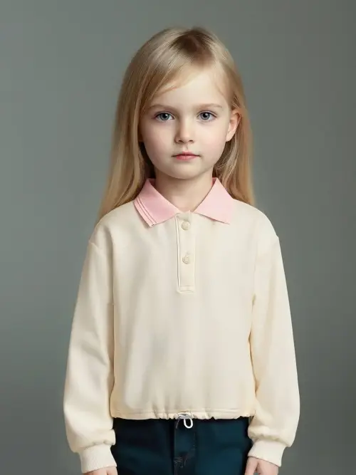 Лонгслив поло для девочки (р-р 116-140)