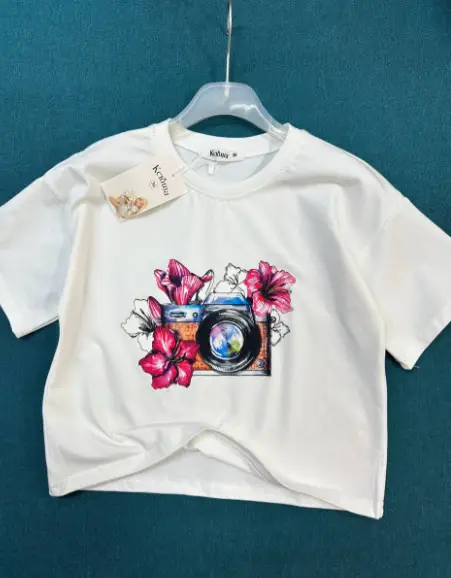 Детская футболка на девочку оверсайз  укороченная (р-р 36-44)