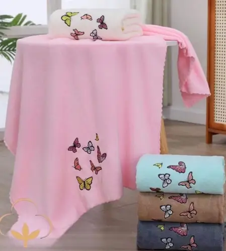 Банное полотенце микрофибра  бабочки (70*130)