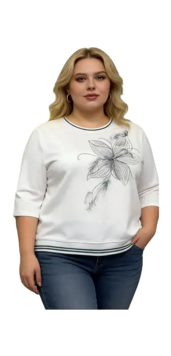 Джемпер трикотажный с принтом женский (р-р 2XL-5XL)