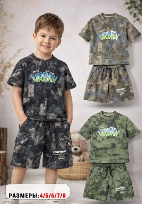 Комплект футболка-шорты для мальчика (р-р 4-8 лет)