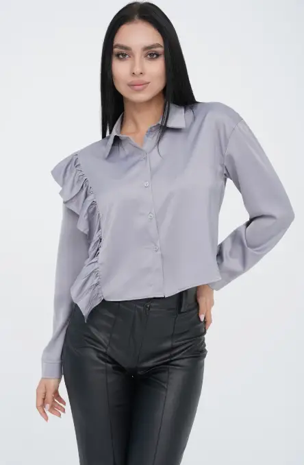 Рубашка женская шелковая с воланами, укороченная (р-р 42-48)