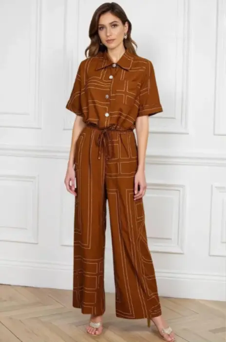 Костюм летний женский: рубашка-брюки (р-р 46-52)