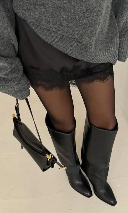 Юбка- комбинация с кружевом (S, M)