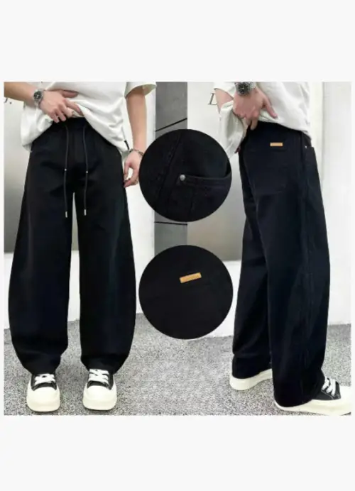 Брюки трубы широкие на резинке мужские (р-р 25-32)