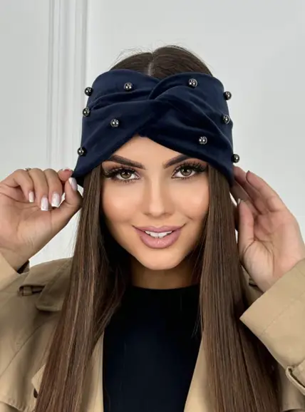Женская повязка на голову, с бусинами 