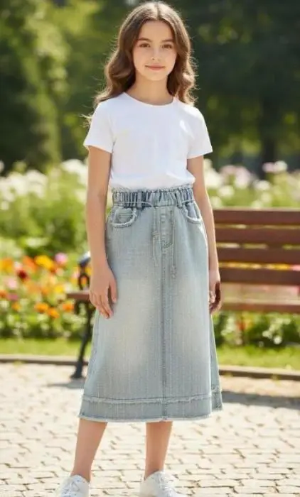 Юбка джинсовая со стразами для девочки (р-р 120-170)
