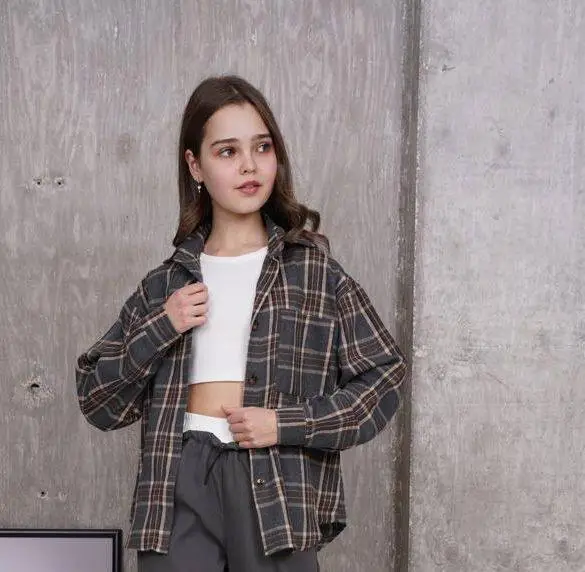 Рубашка двойка в клетку для девочки р-р 36-44