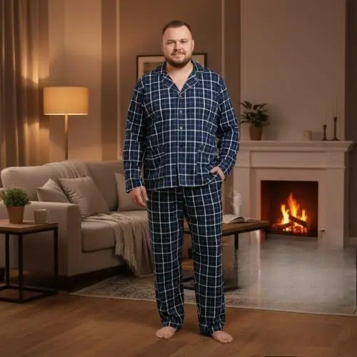 Пижама мужская рубашка- брюки (р-р 58-66)