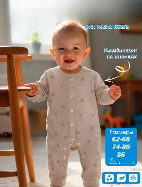 Комбинезон на кнопках для мальчика (р-р 62-86)