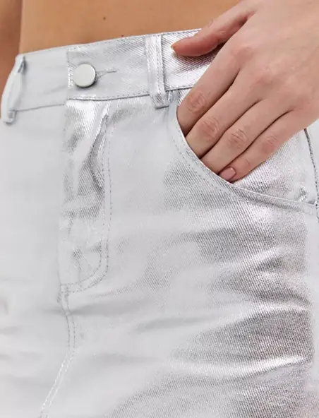 Женская юбка металлик мини блестящая джинса (р-р 36-44)