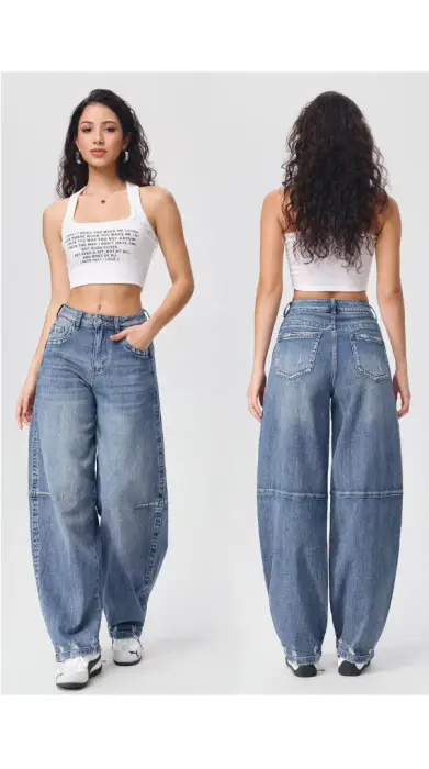 Джинсы-багги с потёртостями женские р-р 28-33