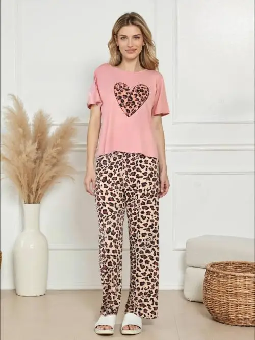 Пижама женская с леопардовым принтом (S-XL)