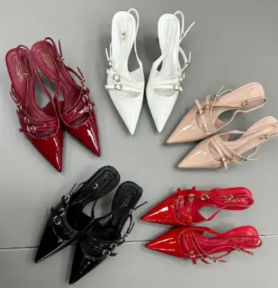 Женские туфли лодочки на каблуке шпильке с открытой пяткой ремешком (р-р 36-40)