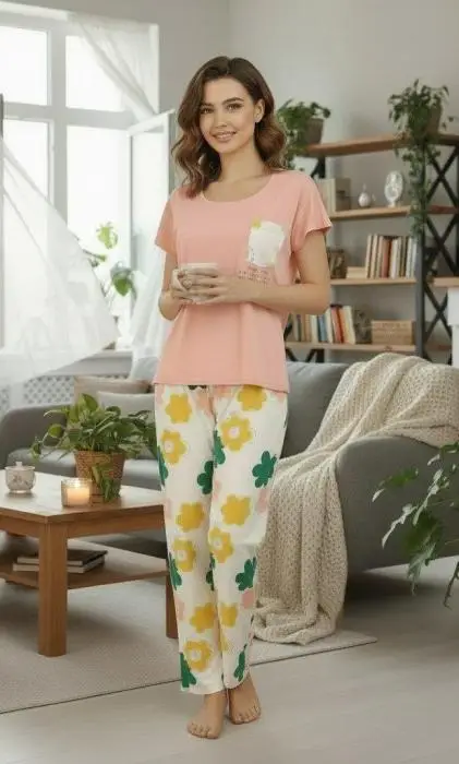 Пижама женская футболка и брюки (р-р 44-54)