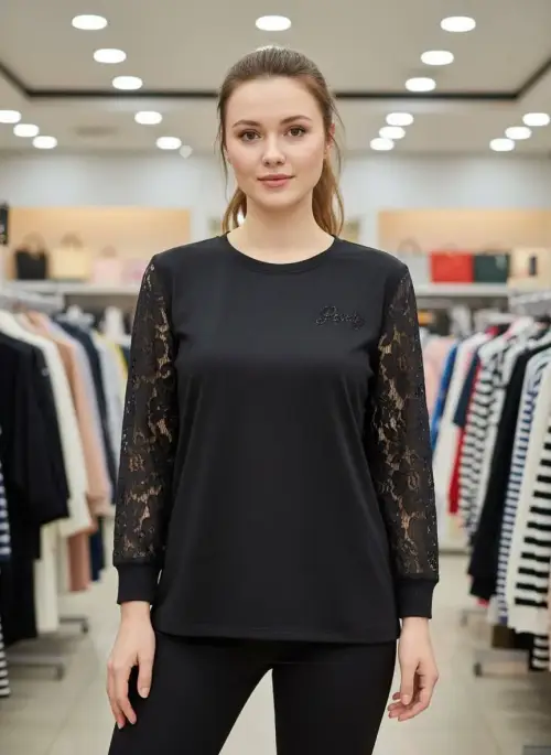 Кофта трикотажная с кружевом женская (р-р 48-52)