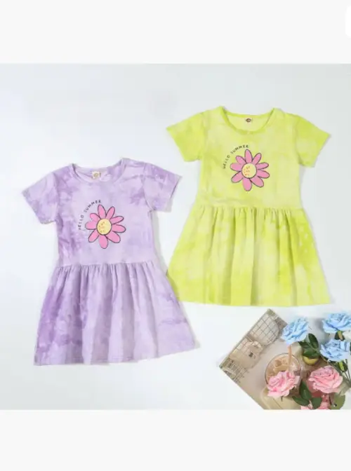 Платье с коротким рукавом, летнее для девочки (р-р 90-130)