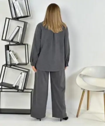 Женский брючной костюм вельвет большого размера (р-р 50-56)