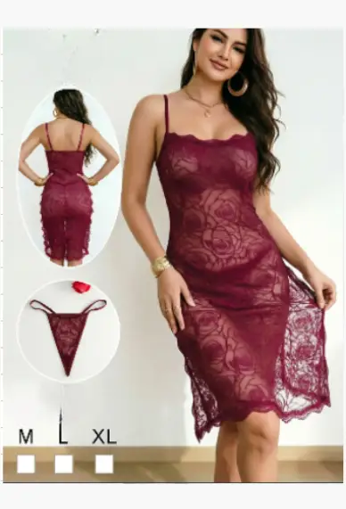 Комплект платье кружевное и стринги женский (р-р M-XL)