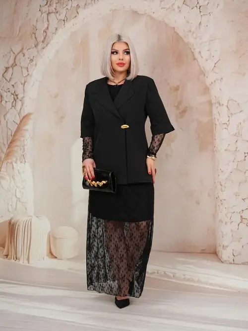 Костюм двойка с кружевной юбкой, женский (р-р 48-54)