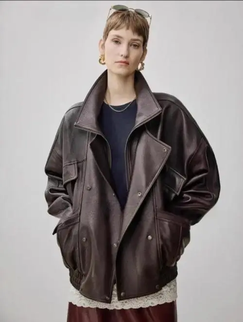 Женская кожаная куртка- бомбер р-р 42-48