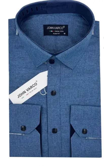 Мужска рубашка лен стрейч кнопка (M-4XL)