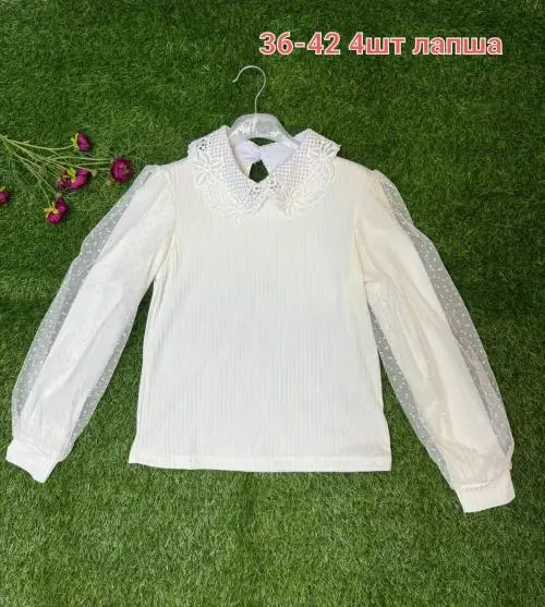 Блуза школьная , лапша с гипюром (р-р 36-42)