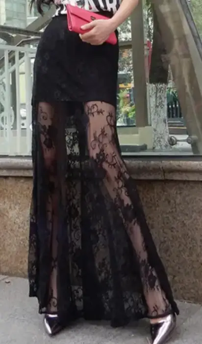 Женская прозрачная длинная юбка макси с высокой талией (р-р 42-50)