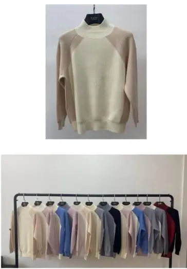 Свитер оверсайз с воротником стойкой больших размеров 48-58