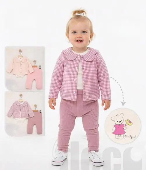 Комплект тройка для девочки: боди-ползунки-кофта (р-р 3-12 мес)