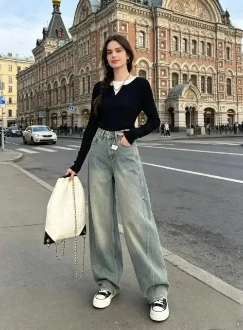 Джинсы багги женские широкие (р-р 25-30)