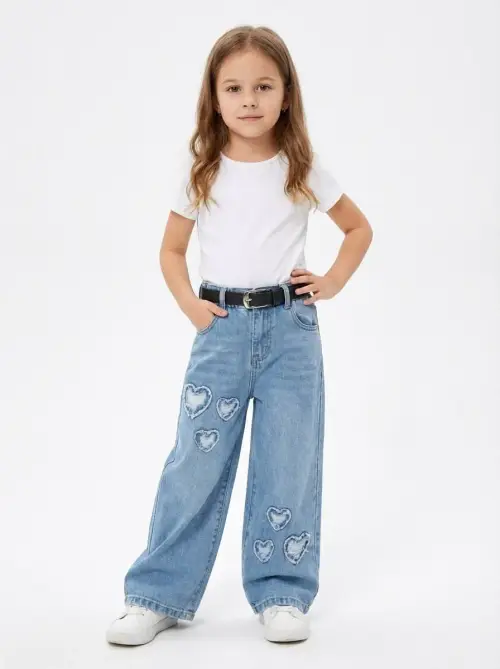 Джинсы с вышивкой для девочки (р-р 90-140)