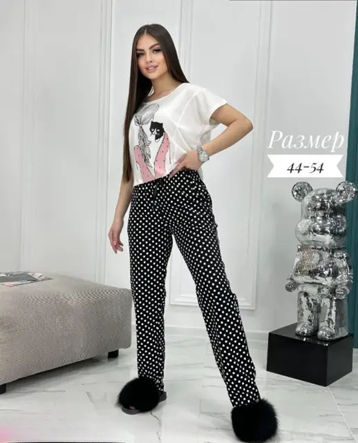 Комплект футболка-брюки домашний женский (р-р 44-54)