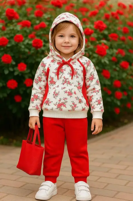 Костюм для девочки: худи с капюшоном+брюки (р-р 74-92)