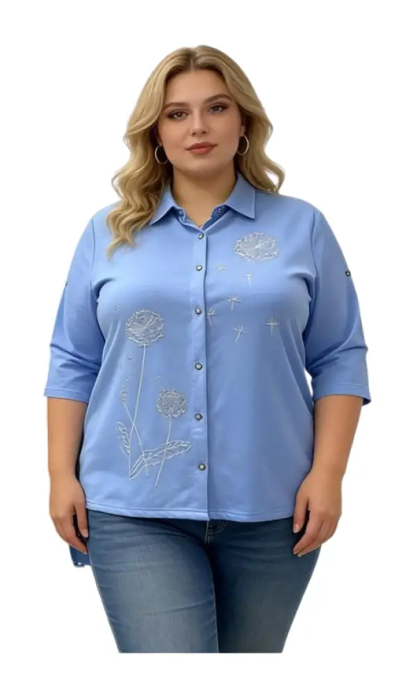 Рубашка трикотажная с принтом на завязках женская (р-р 2XL-5XL)