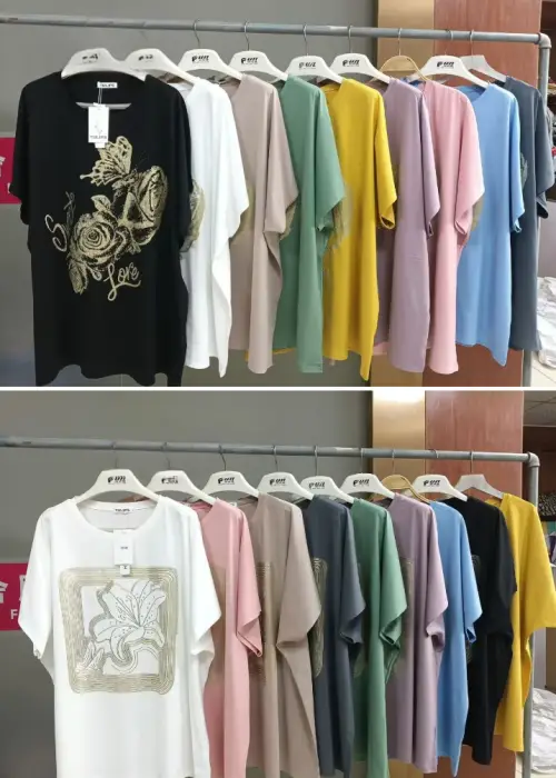 Женская трикотажная футболка большого размера оверсайз (р-р единый)