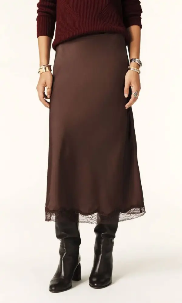Юбка кружевная атласная миди (р-р 42-44)