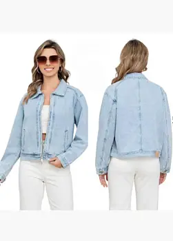 Джинсовая куртка женская на молнии (р-р S-3XL)