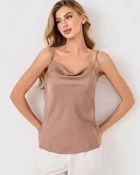Майка-топ женская шёлковая на бретелях р-р 42-48