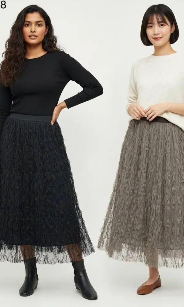 Юбка миди из жатой ткани р-р единый 42-48