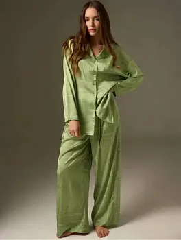 Пижама шёлковая женская с брюками (р-р 42-50)