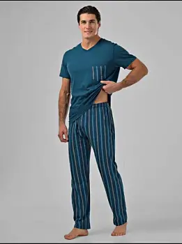 Пижама мужская футболка с карманом- брюки (р-р 48-56)