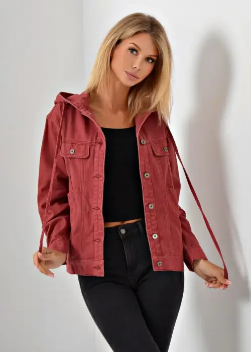 Джинсовая куртка женская с капюшоном (L-5XL)