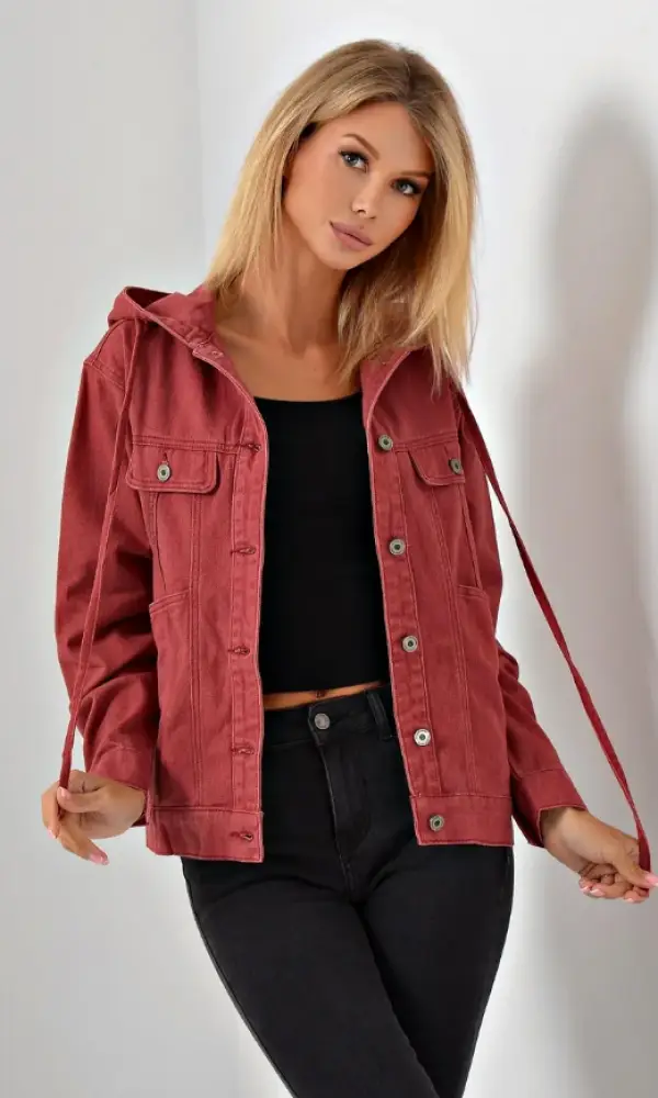 Куртка джинсовая женская с капюшоном (р-р S-3XL)