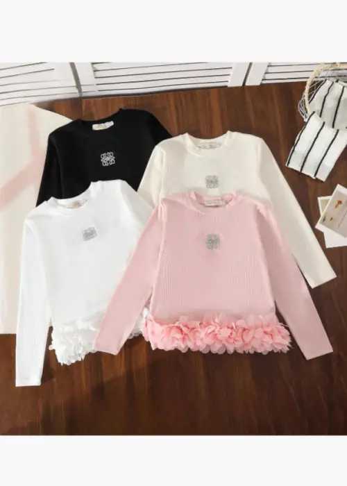 Лонгслив с декором для девочки (р-р 116-140)