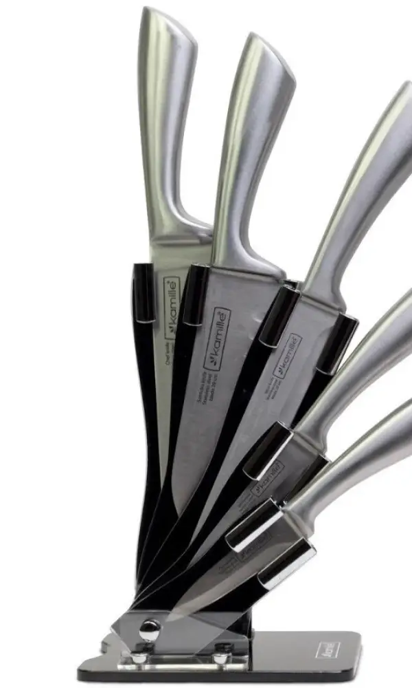 Набор ножей 6 предметов из нержавеющей стали с акриловой подставкой