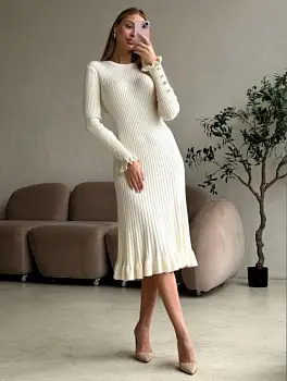 Платье тёплое вязаное лапша миди р-р 42-48 единый