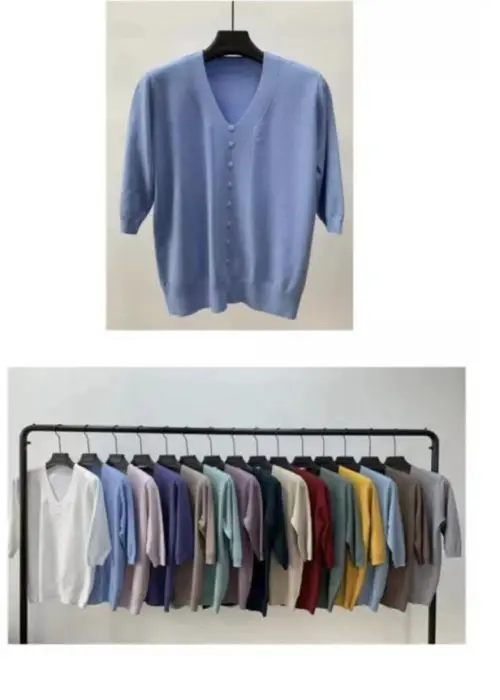 Джемпер с кашемиром легкий на пуговицах и короткими рукавами р-р 50-58