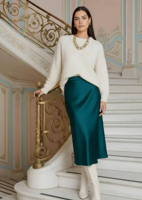 Юбка женская атласная миди (длина 82 см) р-р SS/MM